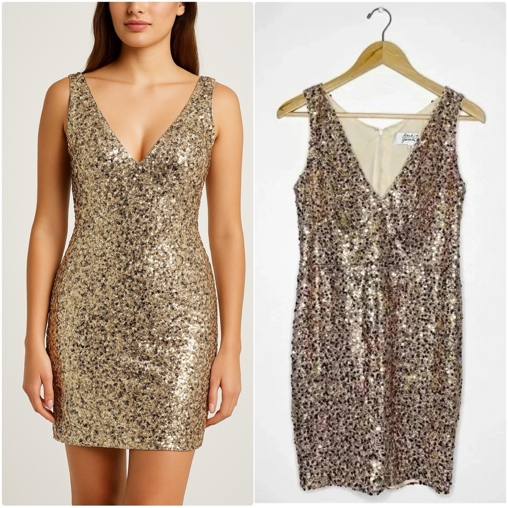 Mark & James Badgley Mischka Sequined Sleeveless Formal Party Dress Size Small